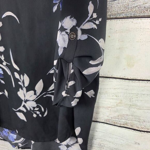 Maurices XL Black Blue Floral High Low Blouse - Picture 3 of 7